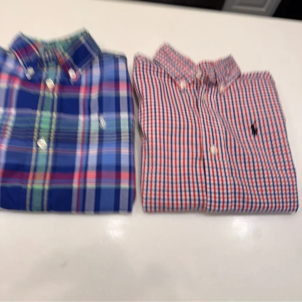 Ralph Lauren LOT Of 2 Boys Button Down Shirts Sz 3T 1 Short Sleeve 1 Long Sleeve